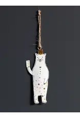 White Iron Bear Ornament with Golden Crown