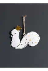 White Iron Squirrel with Golden Crown Ornament