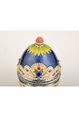 Fabergé Inspired Bejeweled Blue Music Box Egg