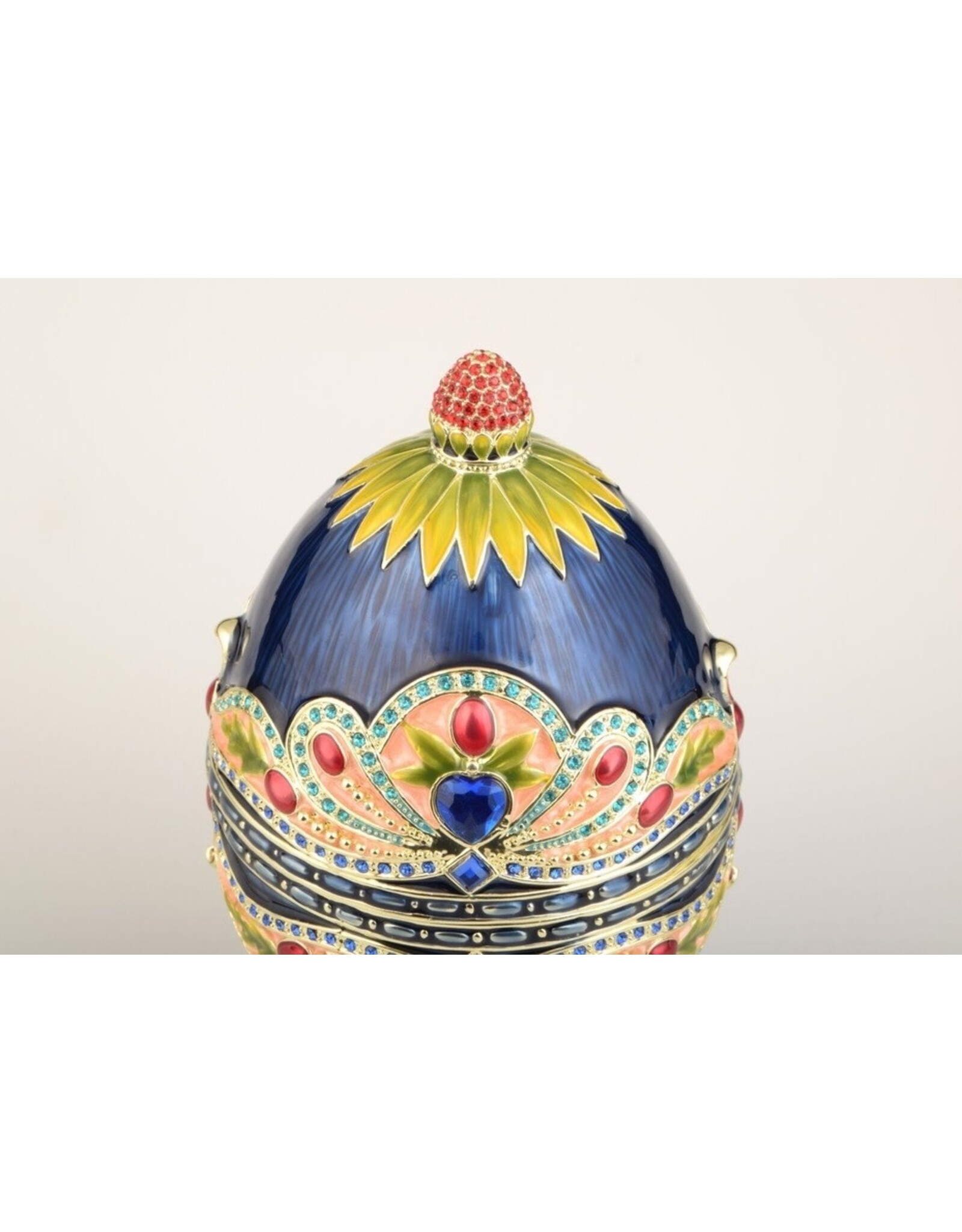 Fabergé Inspired Bejeweled Blue Music Box Egg