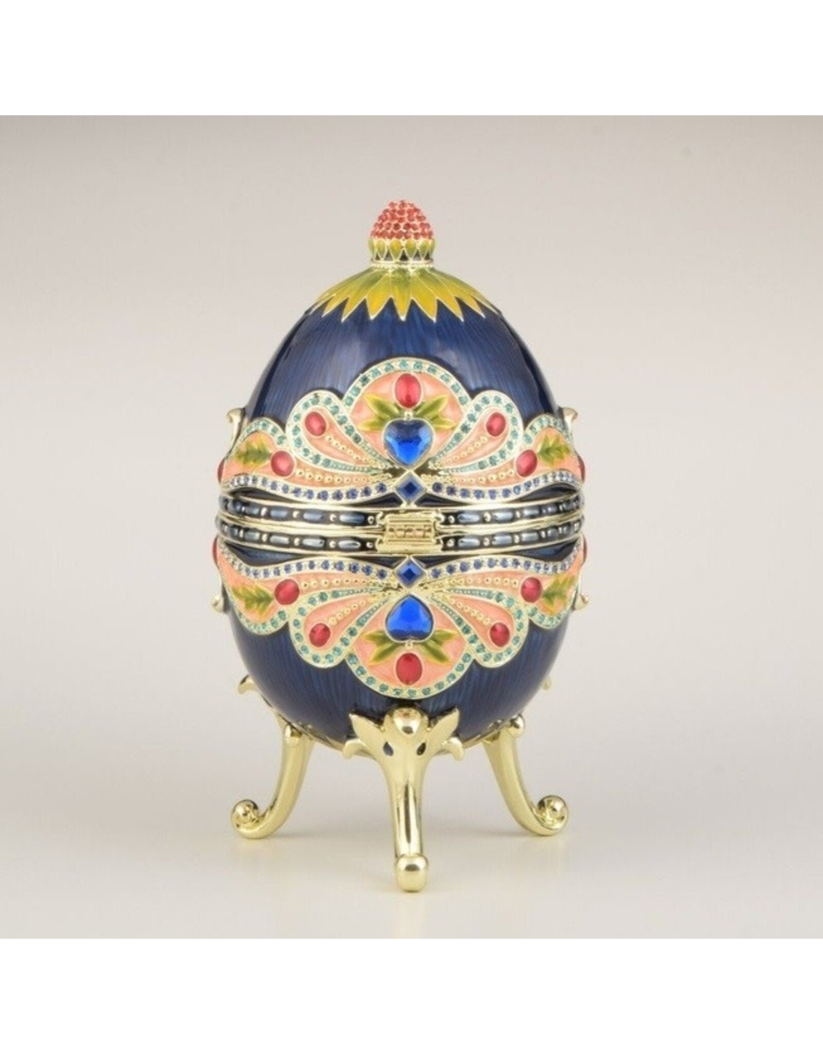 Fabergé Inspired Bejeweled Blue Music Box Egg