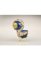 Fabergé Inspired Bejeweled Blue Music Box Egg