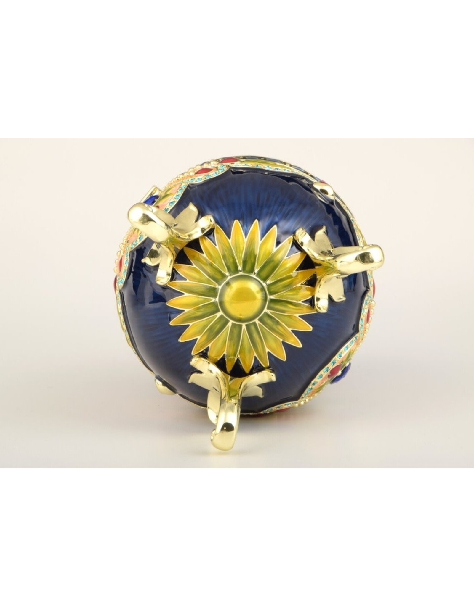 Fabergé Inspired Bejeweled Blue Music Box Egg