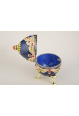 Fabergé Inspired Bejeweled Blue Music Box Egg
