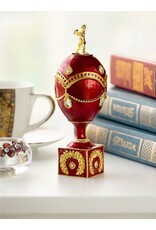 Red Fabergé Inspired Egg w/ Horse Trinket Box