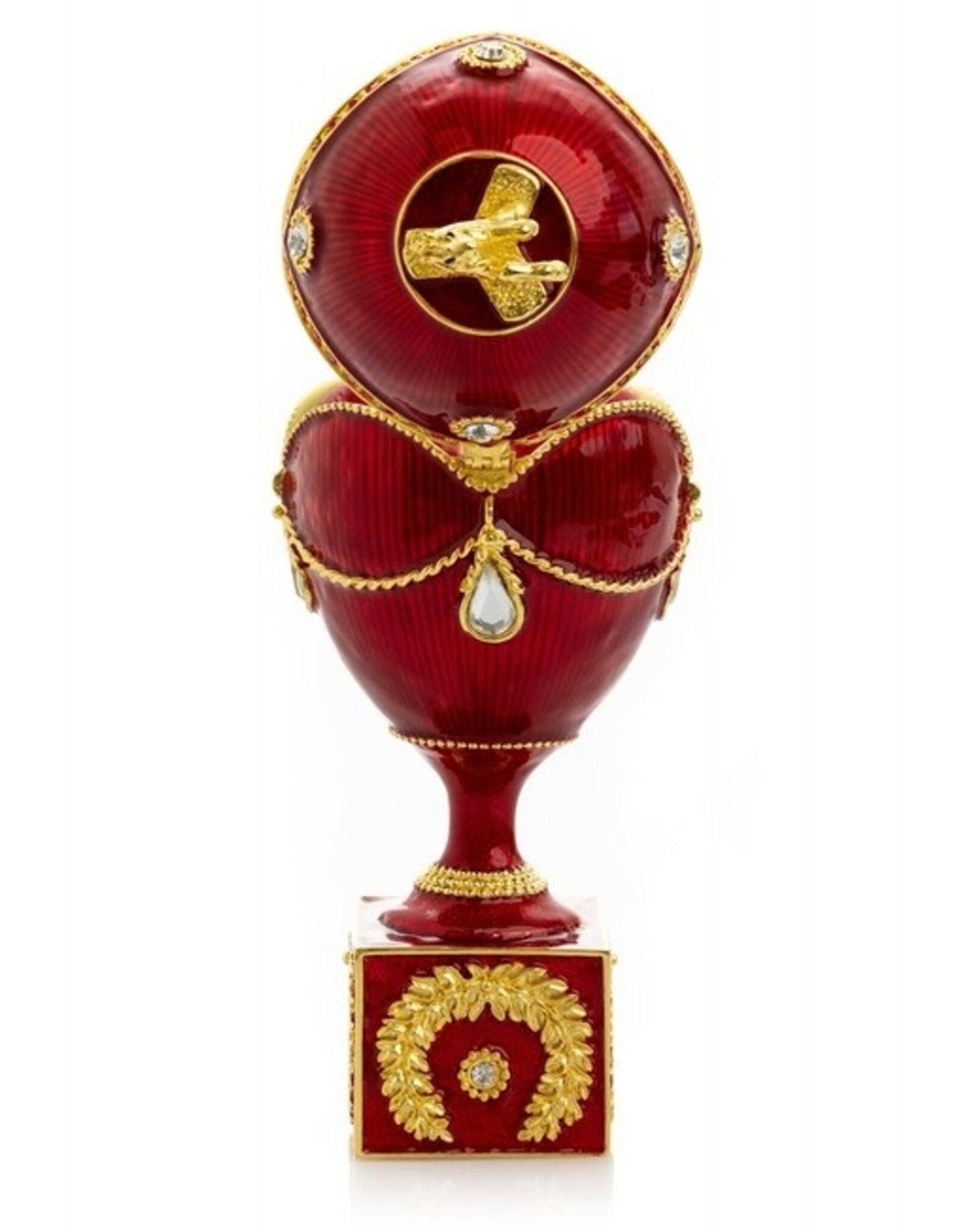 Red Fabergé Inspired Egg w/ Horse Trinket Box