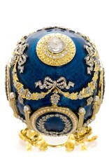 Royal Blue w/ Swan Fabergé Inspired Egg Trinket Box
