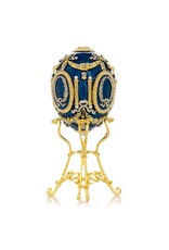 Royal Blue w/ Swan Fabergé Inspired Egg Trinket Box