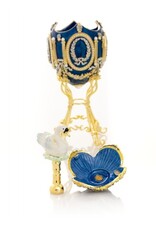 Royal Blue w/ Swan Fabergé Inspired Egg Trinket Box