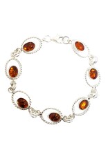 Orbital Sensuality Cognac Baltic Amber Sterling Silver Bracelet