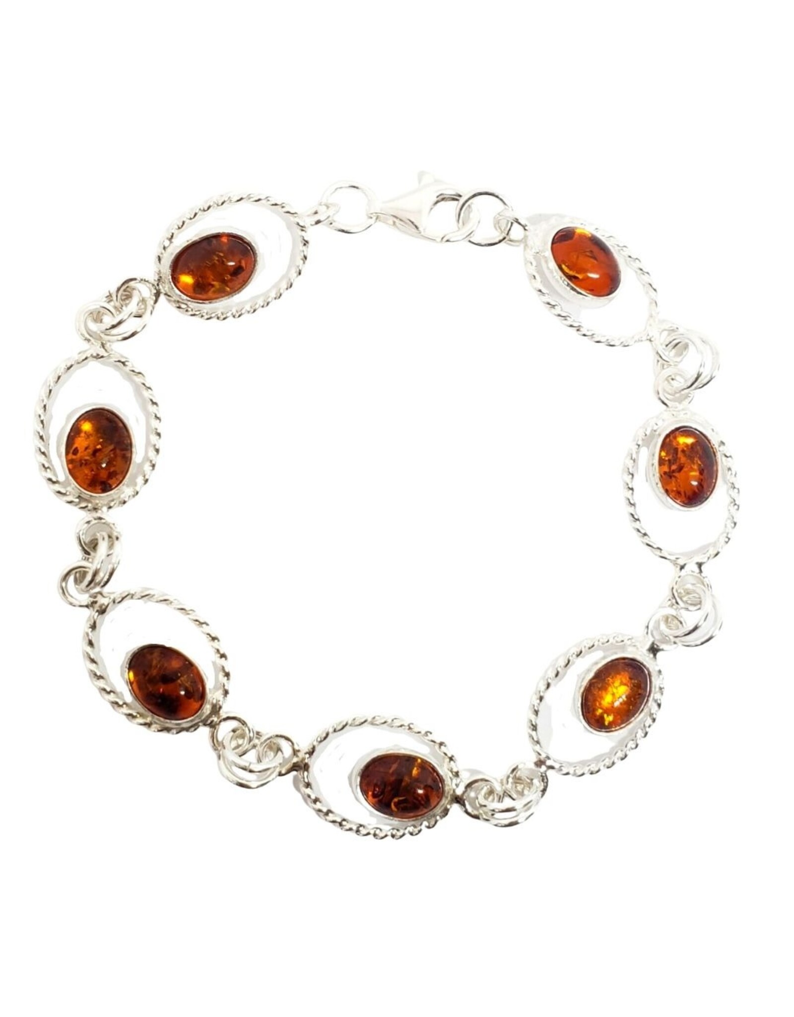 Orbital Sensuality Cognac Baltic Amber Sterling Silver Bracelet