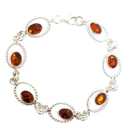 Orbital Sensuality Cognac Baltic Amber Sterling Silver Bracelet