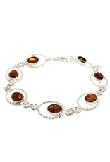 Orbital Sensuality Cognac Baltic Amber Sterling Silver Bracelet