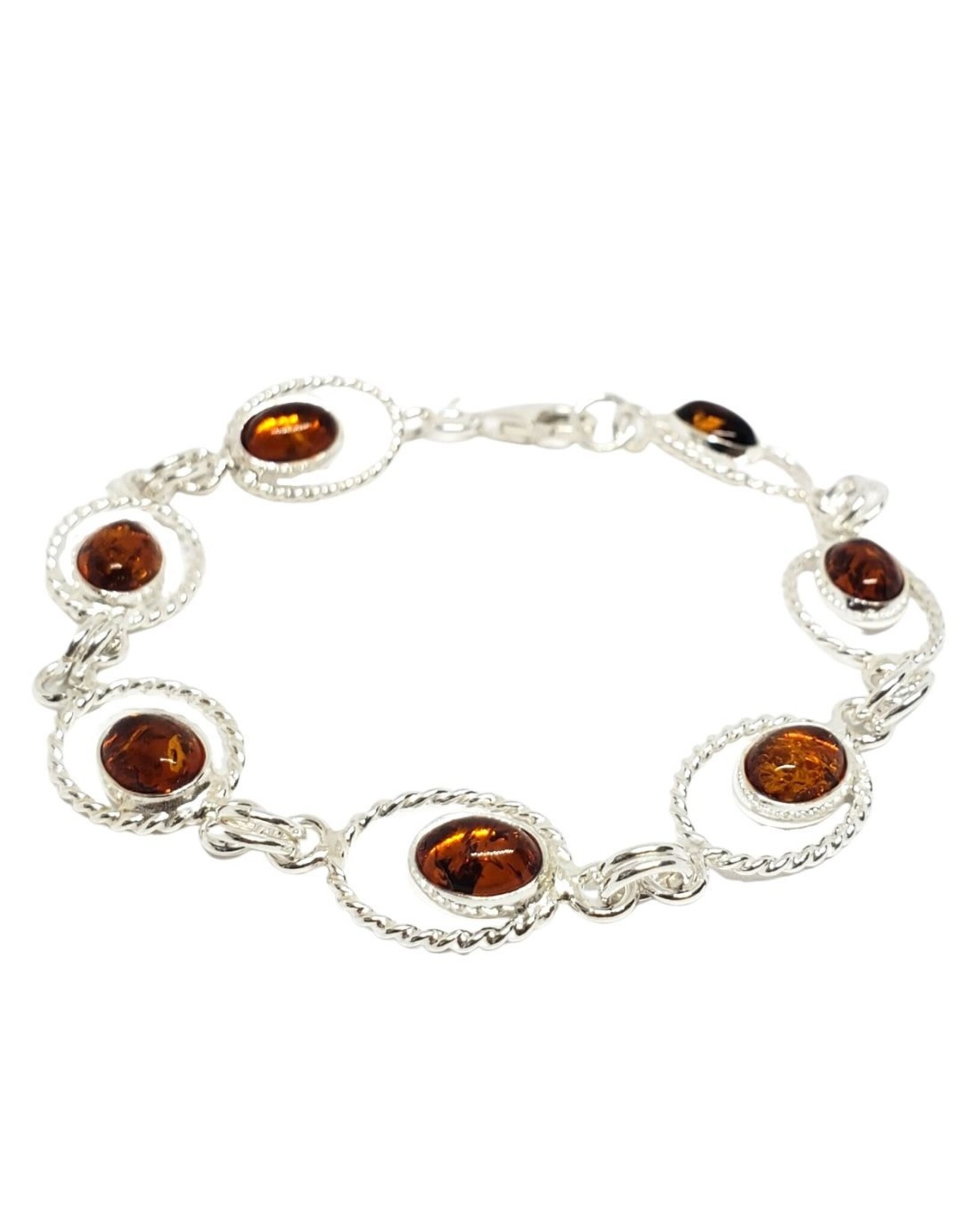 Orbital Sensuality Cognac Baltic Amber Sterling Silver Bracelet