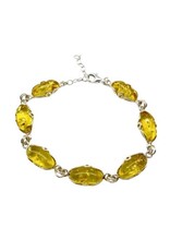 Citrine Baltic Amber Sterling SIlver Bracelet