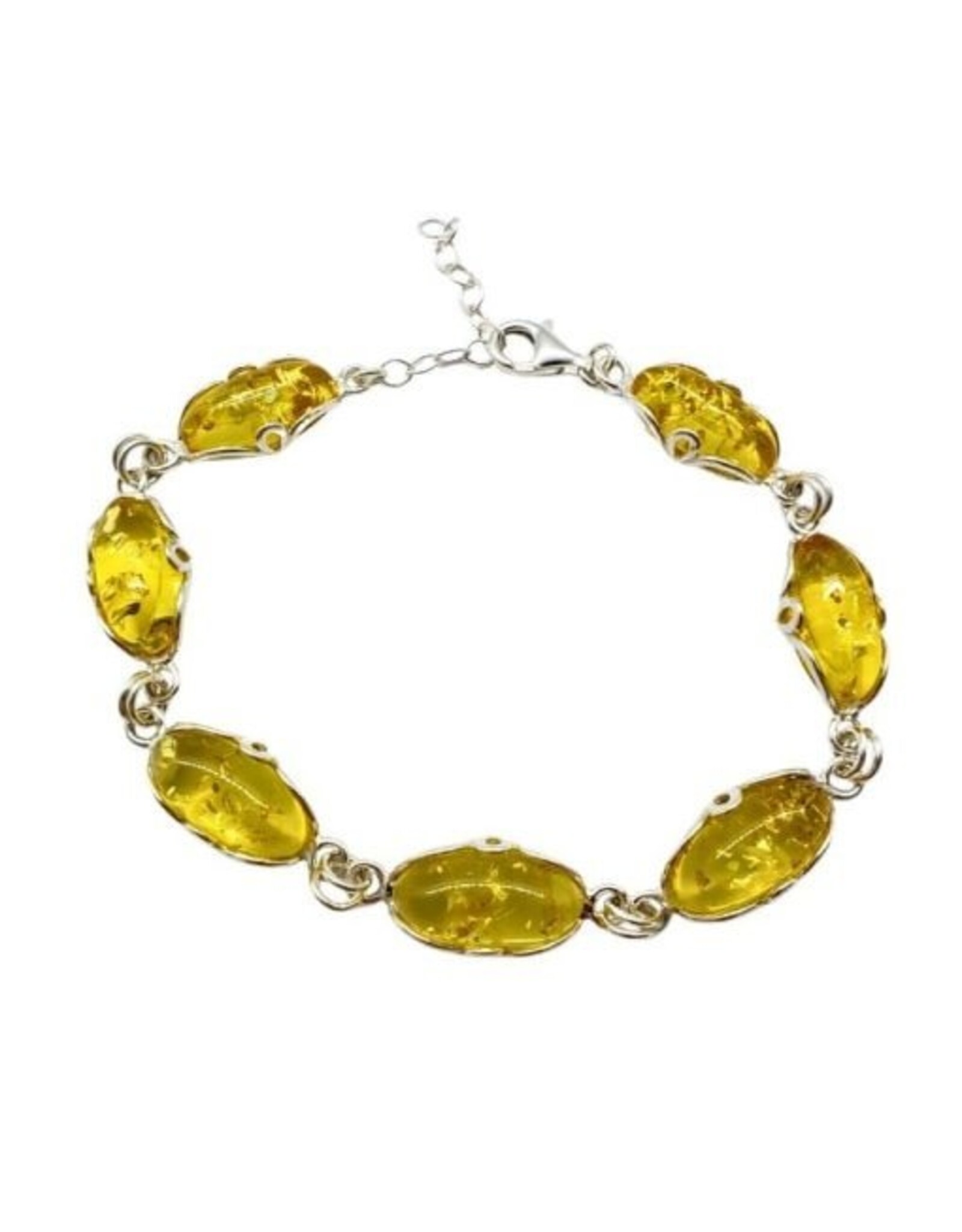 Citrine Baltic Amber Sterling SIlver Bracelet