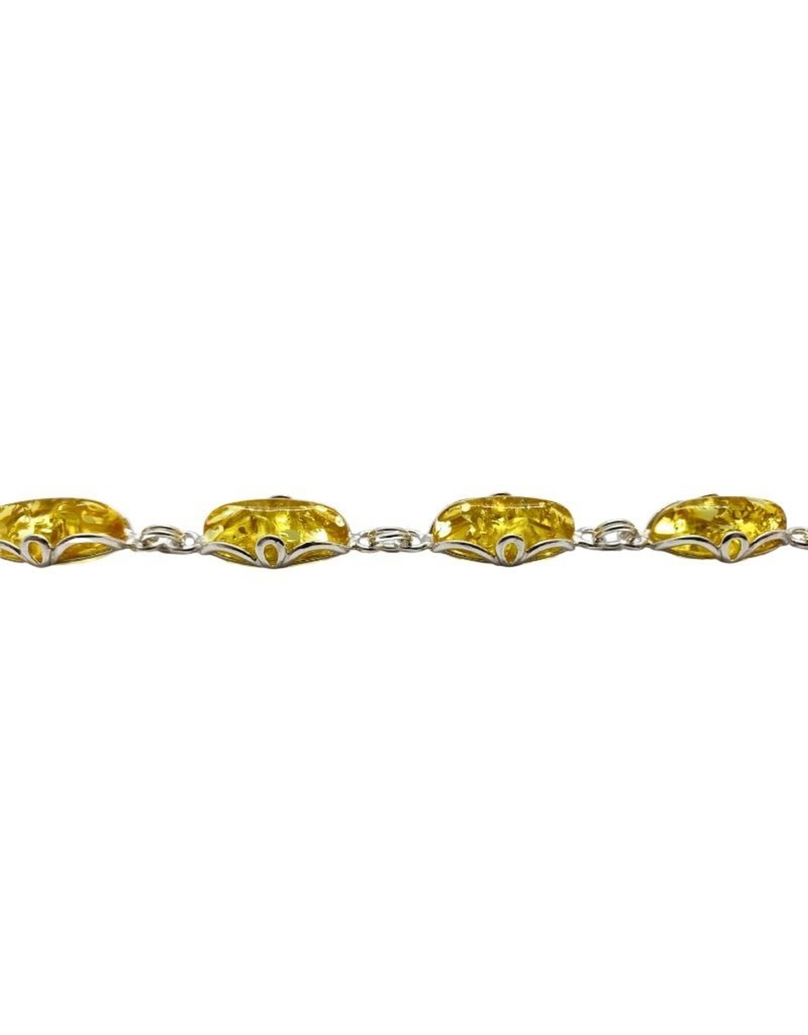 Citrine Baltic Amber Sterling SIlver Bracelet