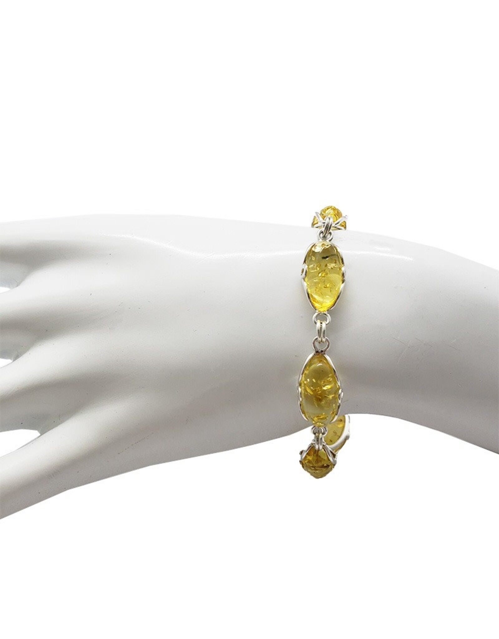Citrine Baltic Amber Sterling SIlver Bracelet