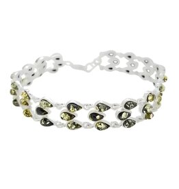 Interwoven Tears Chartruese Baltic Amber Sterling Silver Bracelet