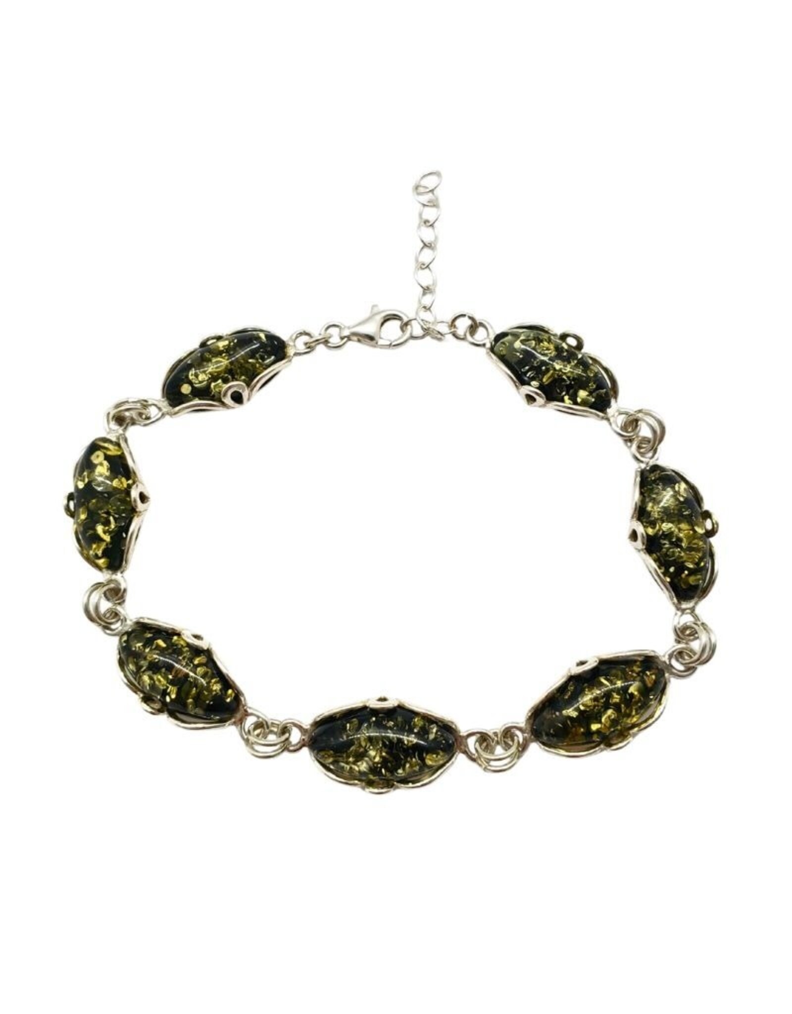 Chartreuse Baltic Amber Sterling Silver Bracelet