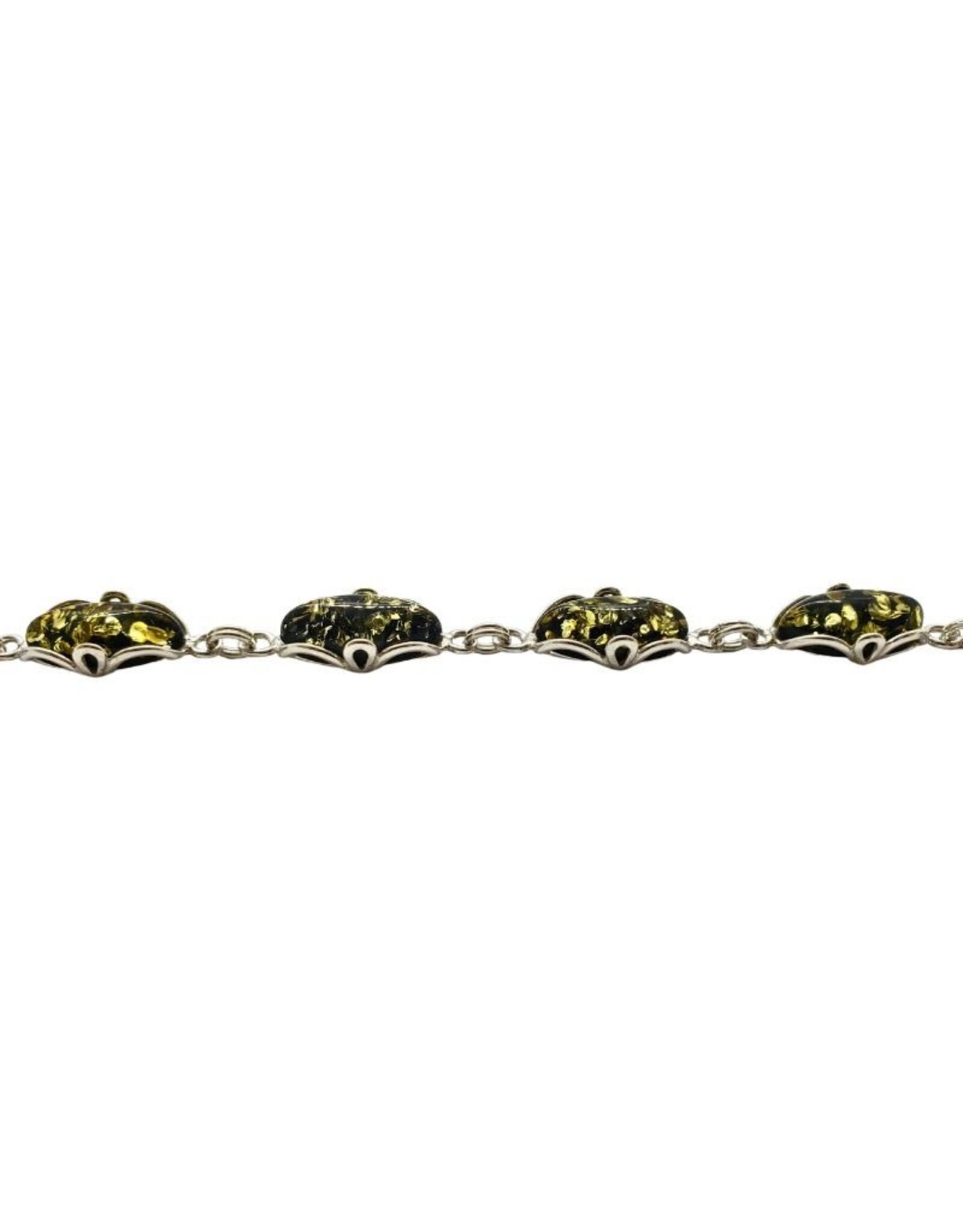 Chartreuse Baltic Amber Sterling Silver Bracelet