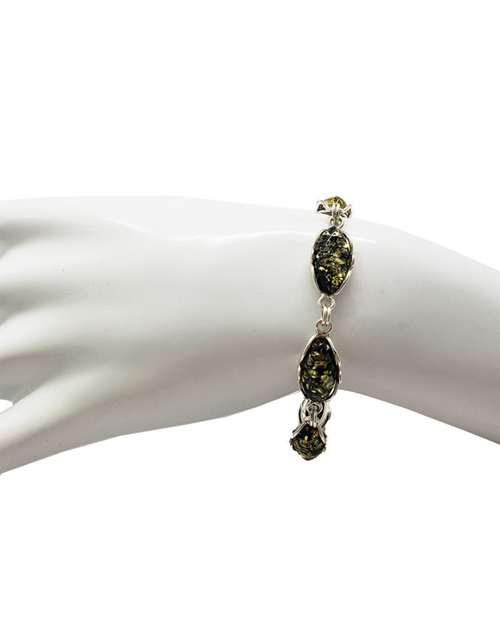 Chartreuse Baltic Amber Sterling Silver Bracelet