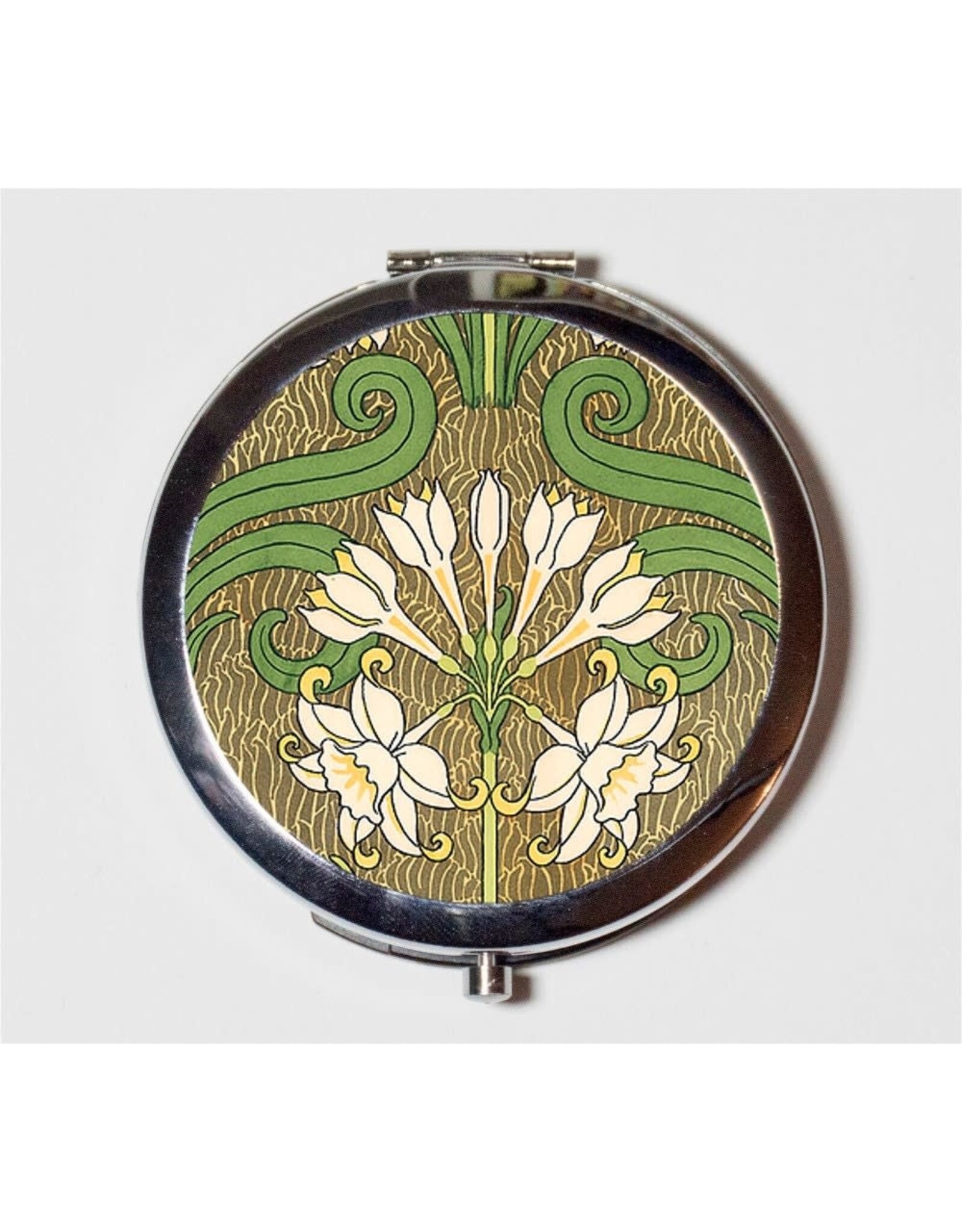 Art Nouveau White Lilies Compact Mirror