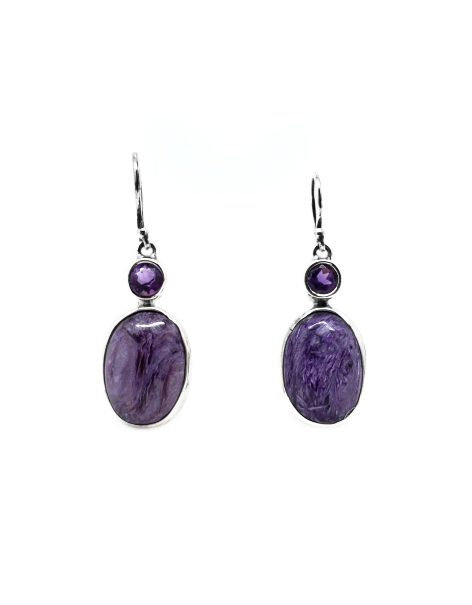 Czarina Catherine I Amethyst/Charoite Sterling Silver Earrings