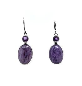 Czarina Catherine I Amethyst/Charoite Sterling Silver Earrings