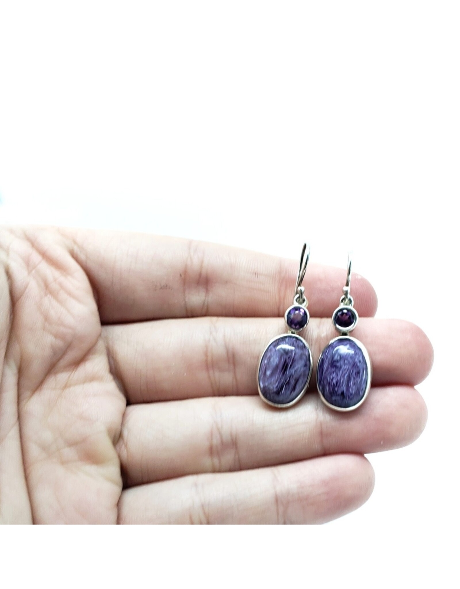 Czarina Catherine I Amethyst/Charoite Sterling Silver Earrings