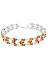 Interwoven Tears Cognac Amber Sterling Silver Bracelet