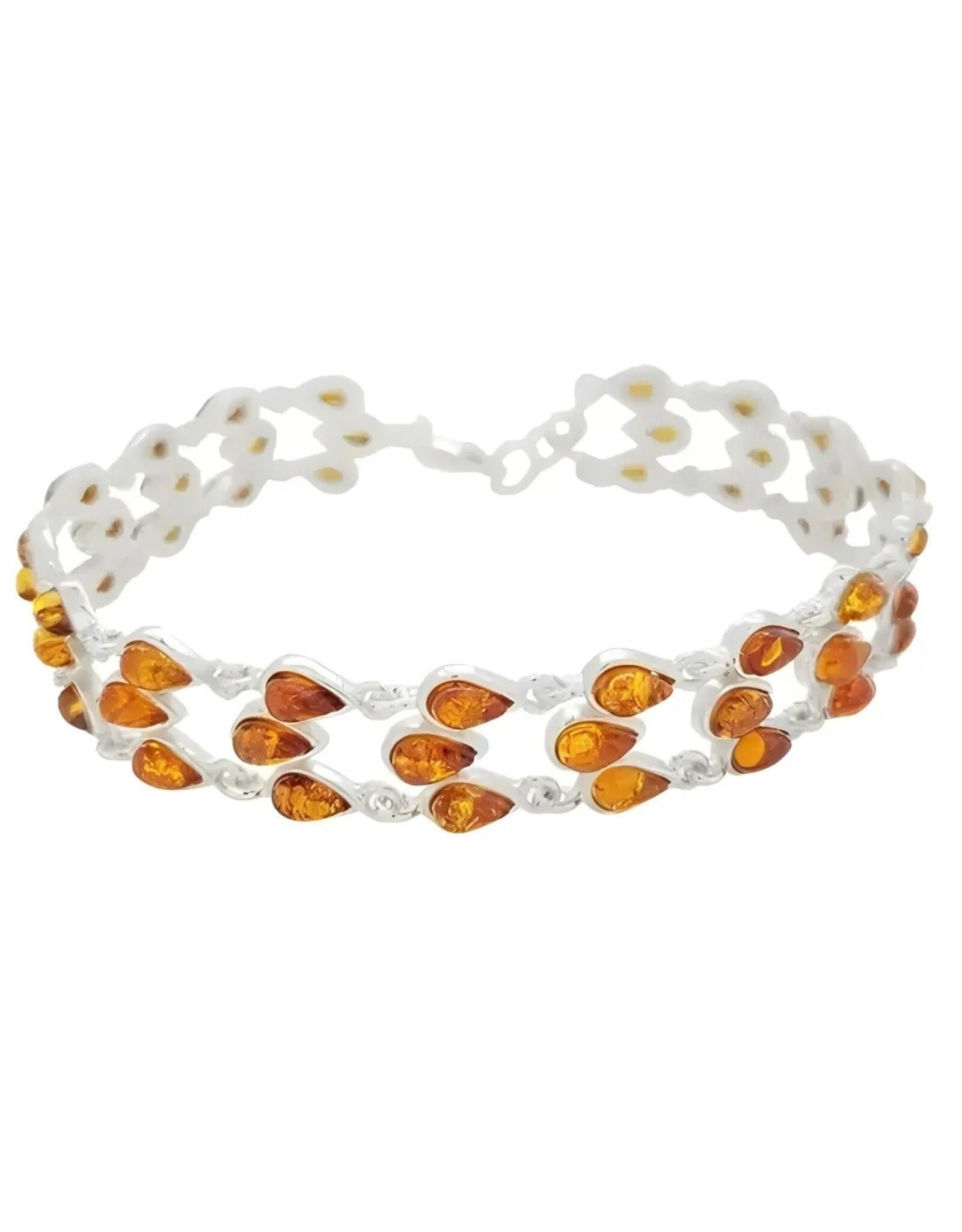 Interwoven Tears Cognac Amber Sterling Silver Bracelet