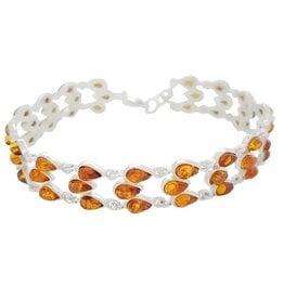 Interwoven Tears Cognac Amber Sterling Silver Bracelet