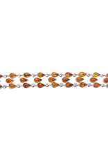Interwoven Tears Cognac Amber Sterling Silver Bracelet