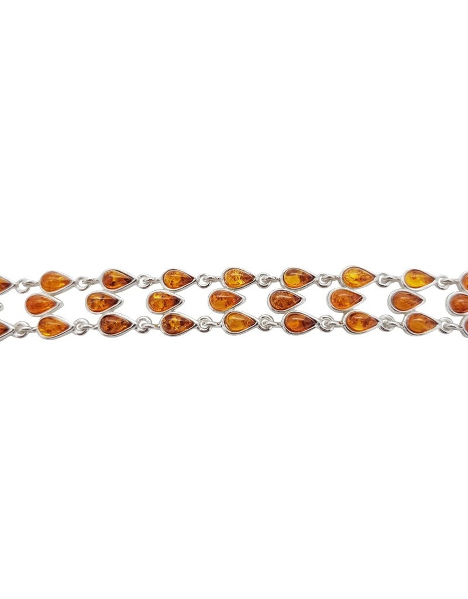 Interwoven Tears Cognac Amber Sterling Silver Bracelet