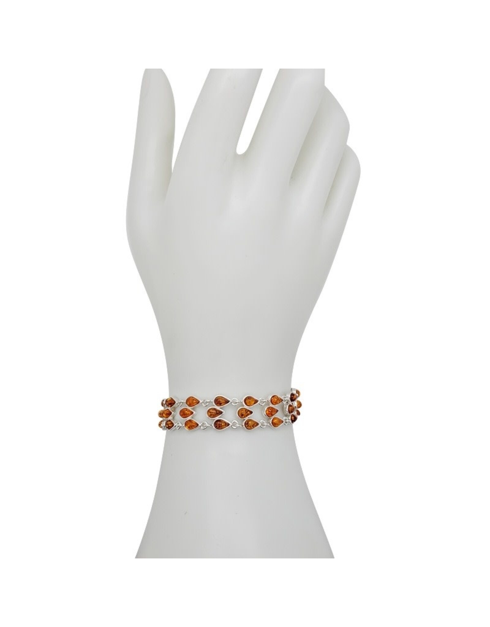 Interwoven Tears Cognac Amber Sterling Silver Bracelet