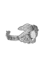 Sterling Silver Filigree Mother of Pearl Swan Cuff Bracelet