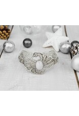 Sterling Silver Filigree Mother of Pearl Swan Cuff Bracelet