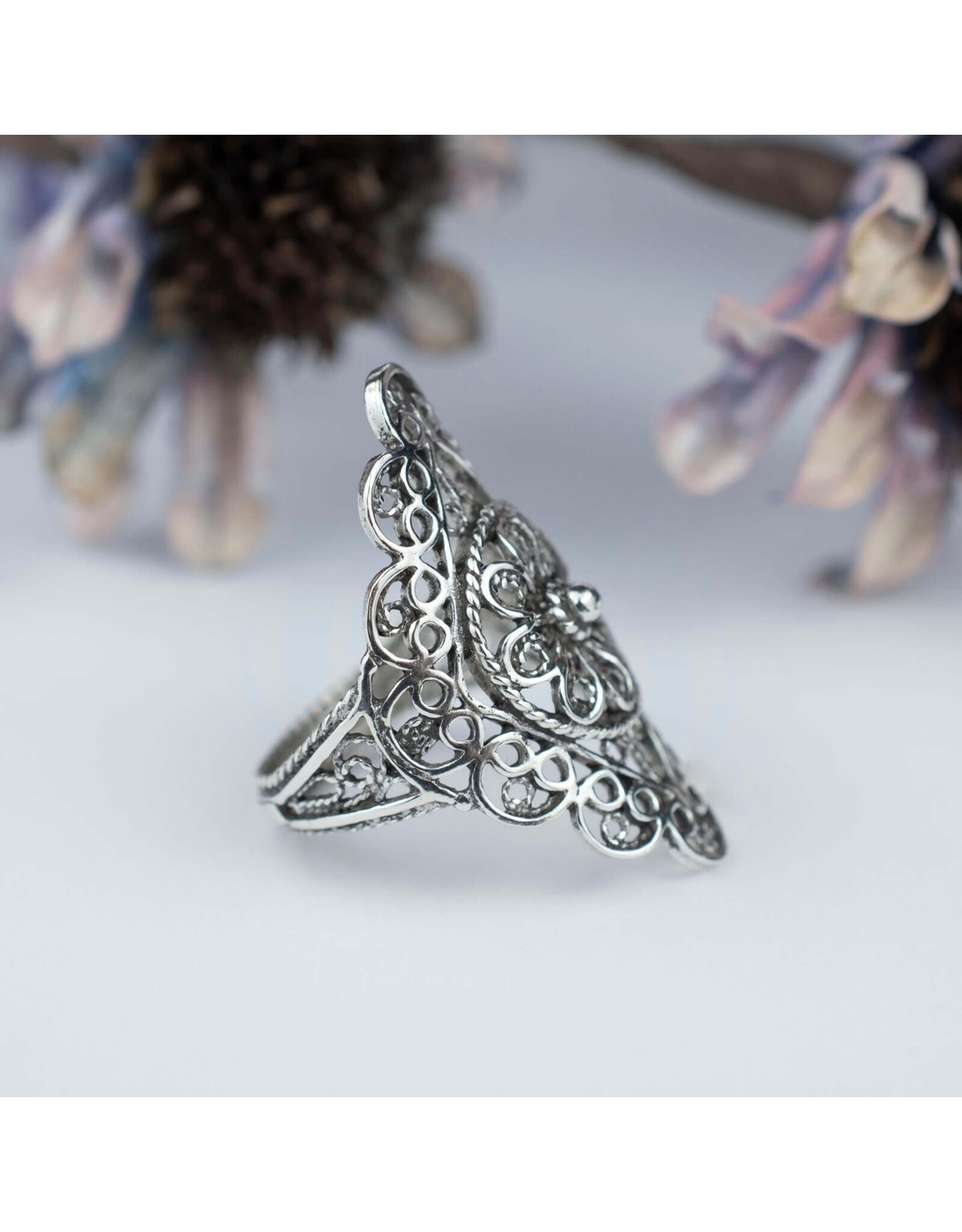 Filigree Lace Sterling Silver Ring Size 6