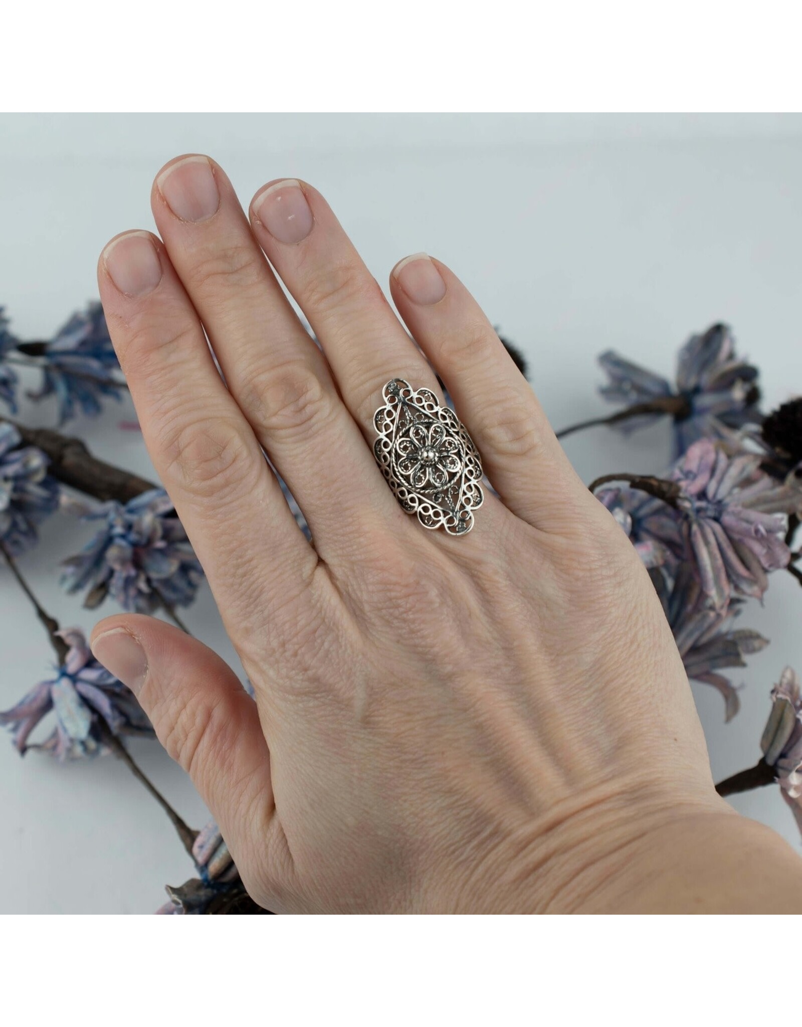Filigree Lace Sterling Silver Ring Size 6