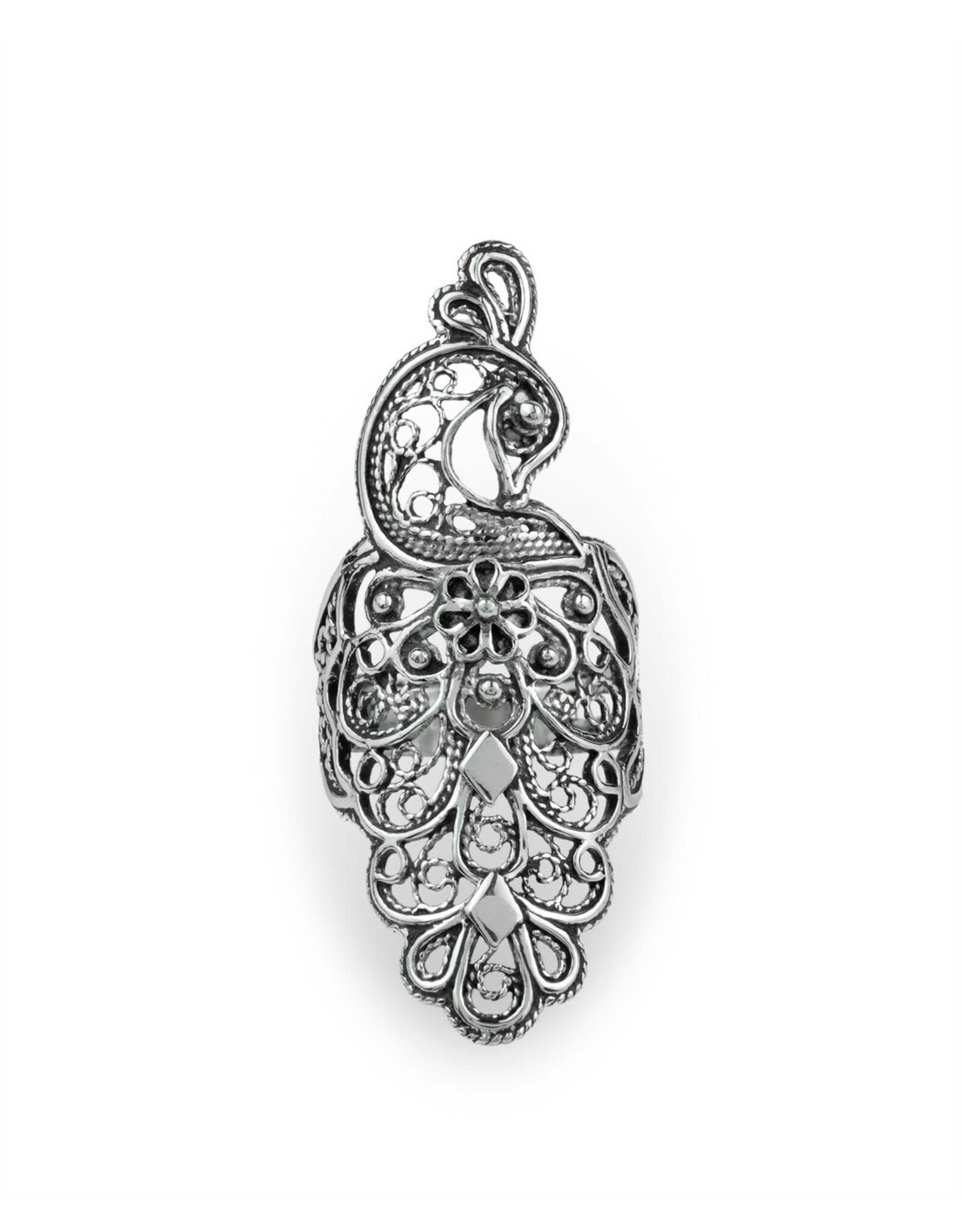 Filigranist Peacock Filigree Sterling Silver Ring Size 6