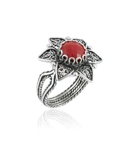 Filigree Coral Daisy Sterling Silver Ring Size 6