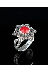 Filigree Coral Daisy Sterling Silver Ring Size 6