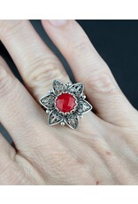 Filigree Coral Daisy Sterling Silver Ring Size 6