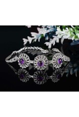 Filigree Amethyst Triple Sun Sterling Silver Bracelet
