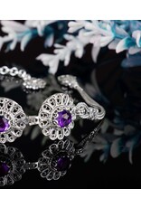 Filigree Amethyst Triple Sun Sterling Silver Bracelet
