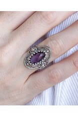 Filigree Amethyst Sterling Silver Statement Ring Size 6