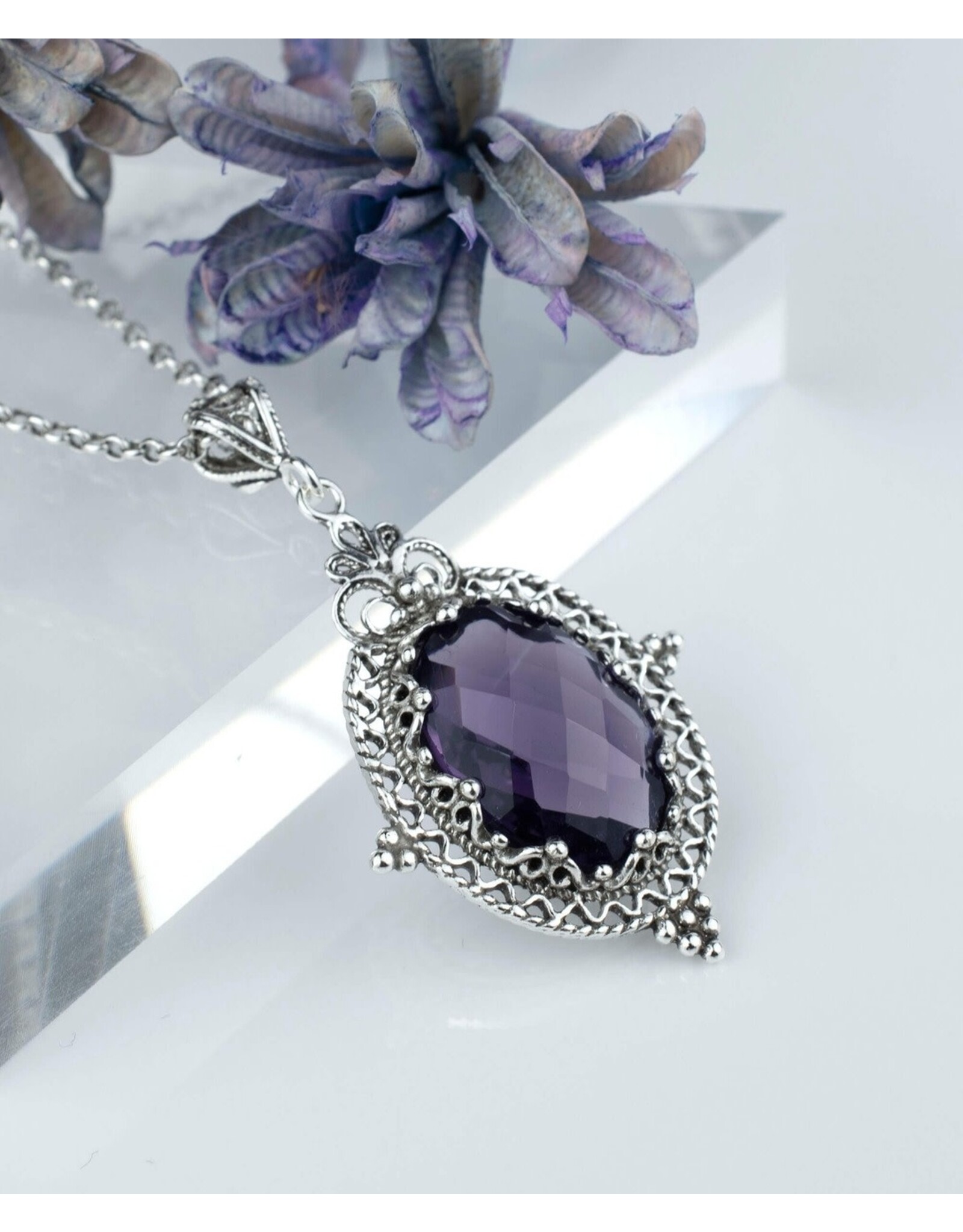 Grand Duchess Anastasia Nikolaevna Amethyst Sterling Silver Necklace