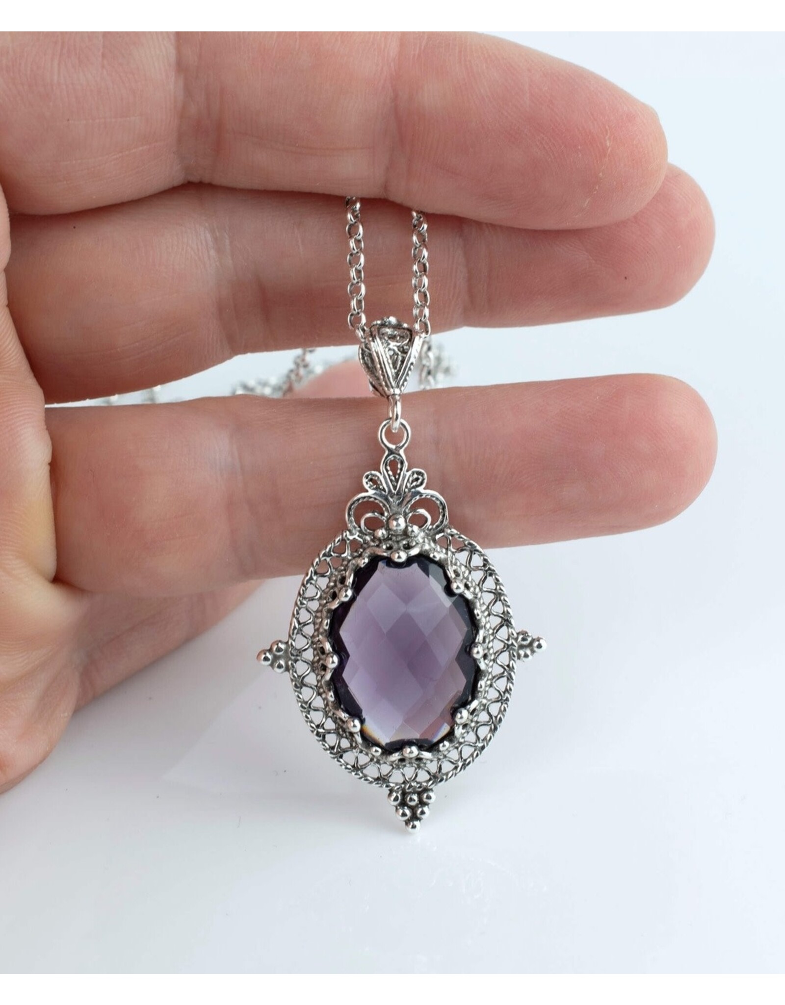 Grand Duchess Anastasia Nikolaevna Amethyst Sterling Silver Necklace