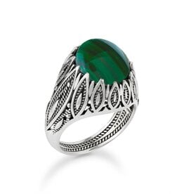 Fortitude Malachite Sterling Silver Ring Size 6